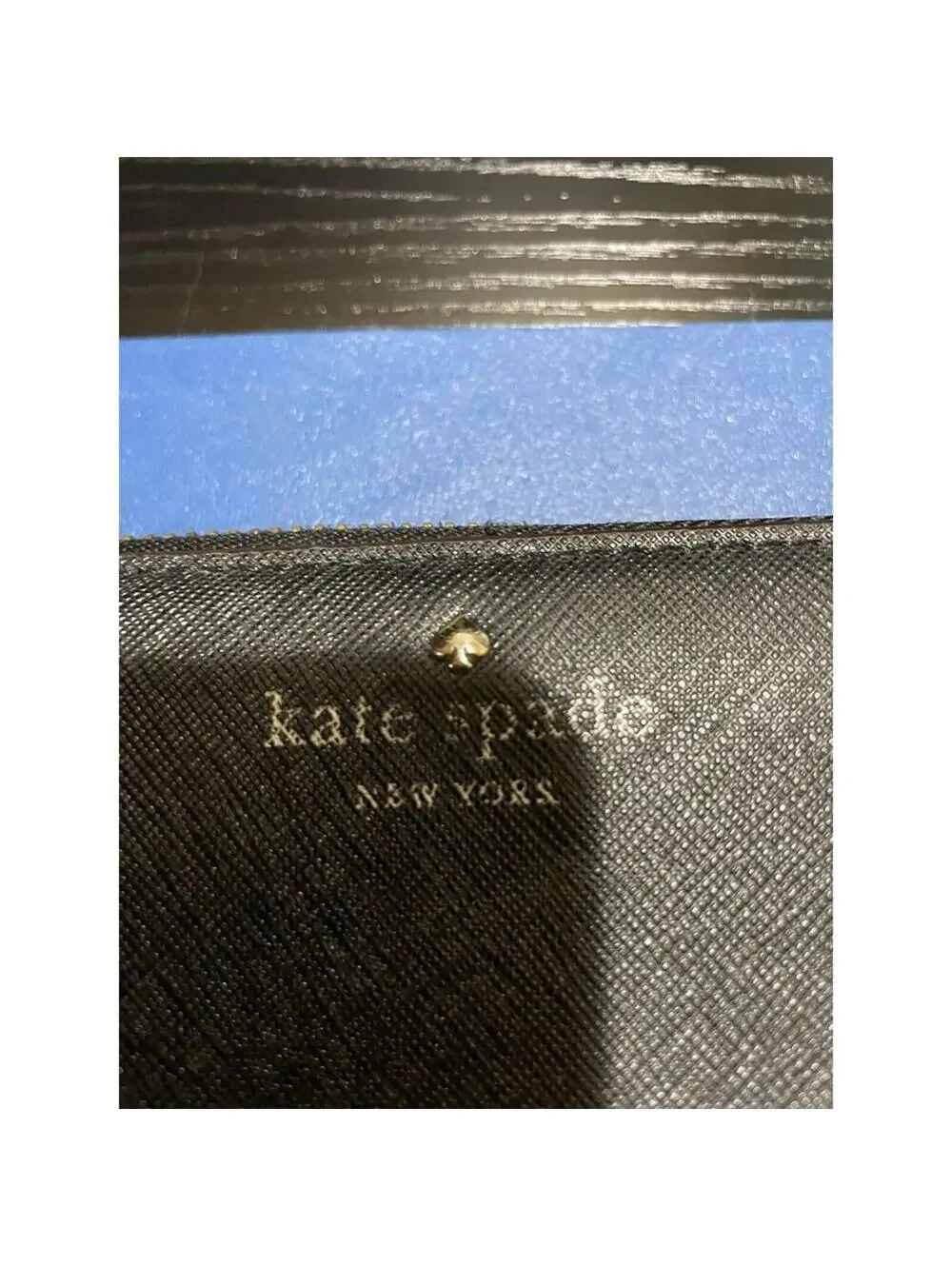 Kate Spade zip around black wallet large leather